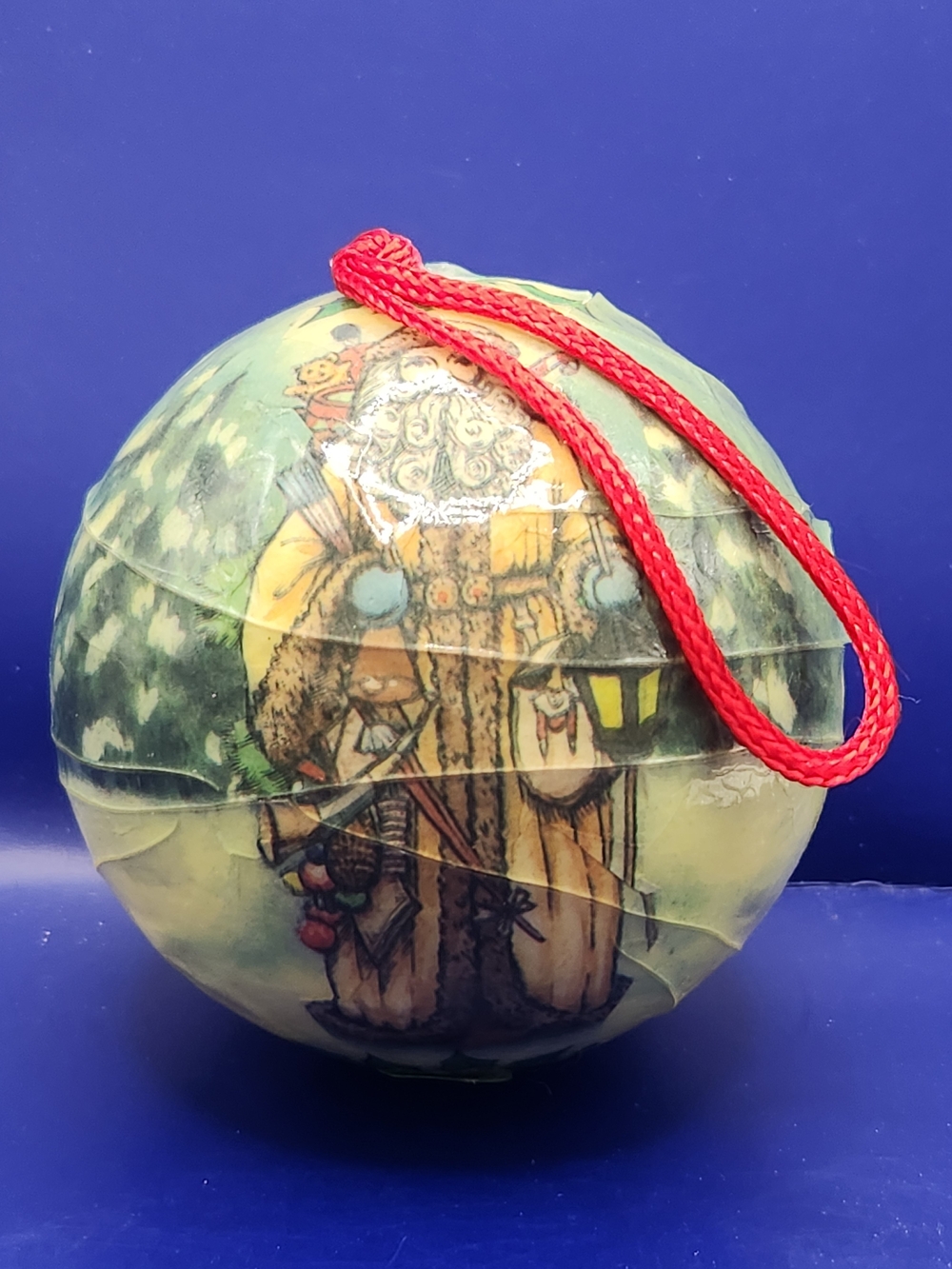 Vintage Decorative Decoupage Paper-Mache Christmas Ornaments, Set Of 4